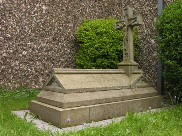 Canon Scoles' memorial headstone is well preserved in the grounds of Holy Ghost Church [Photo source - Shaun Fenton]