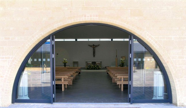 St Bede's Church entrance from courtyard. View booklet of Dedication Service May 2007...